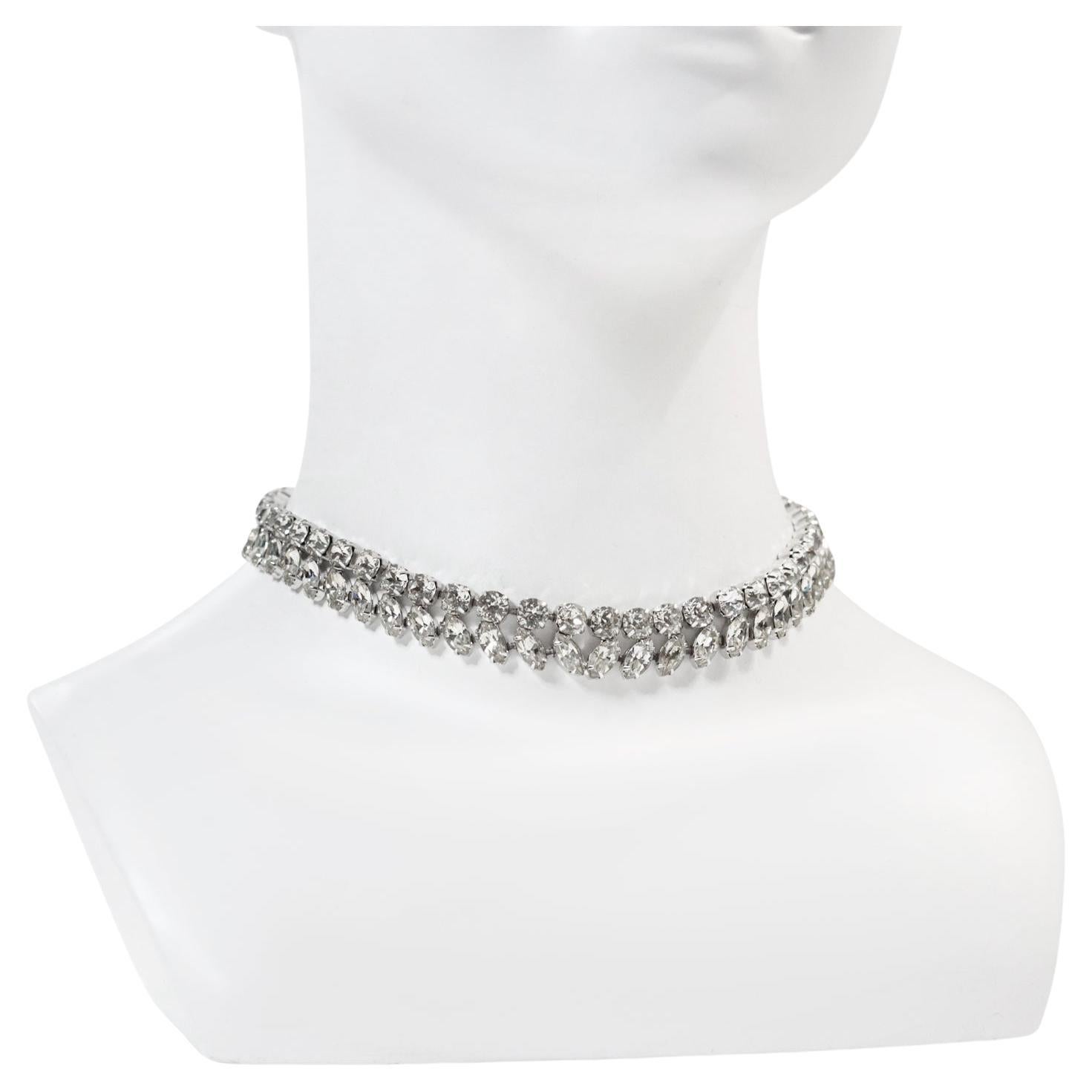 Vintage Diamante Pear and Round Cut Choker Circa 1960s For Sale
