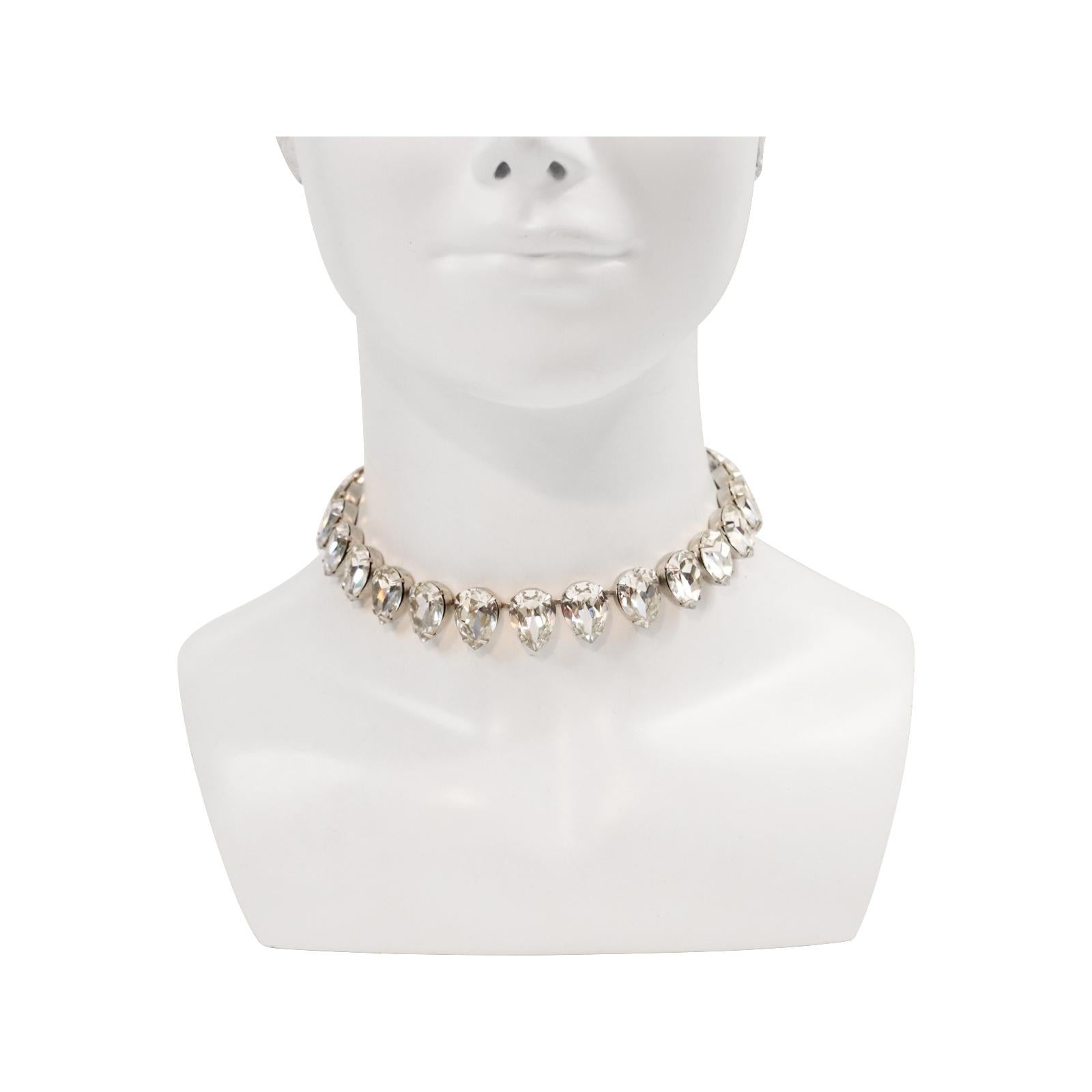 Vintage Rhinestone Diamante Pear Shape Choker Circa 1980s For Sale 3