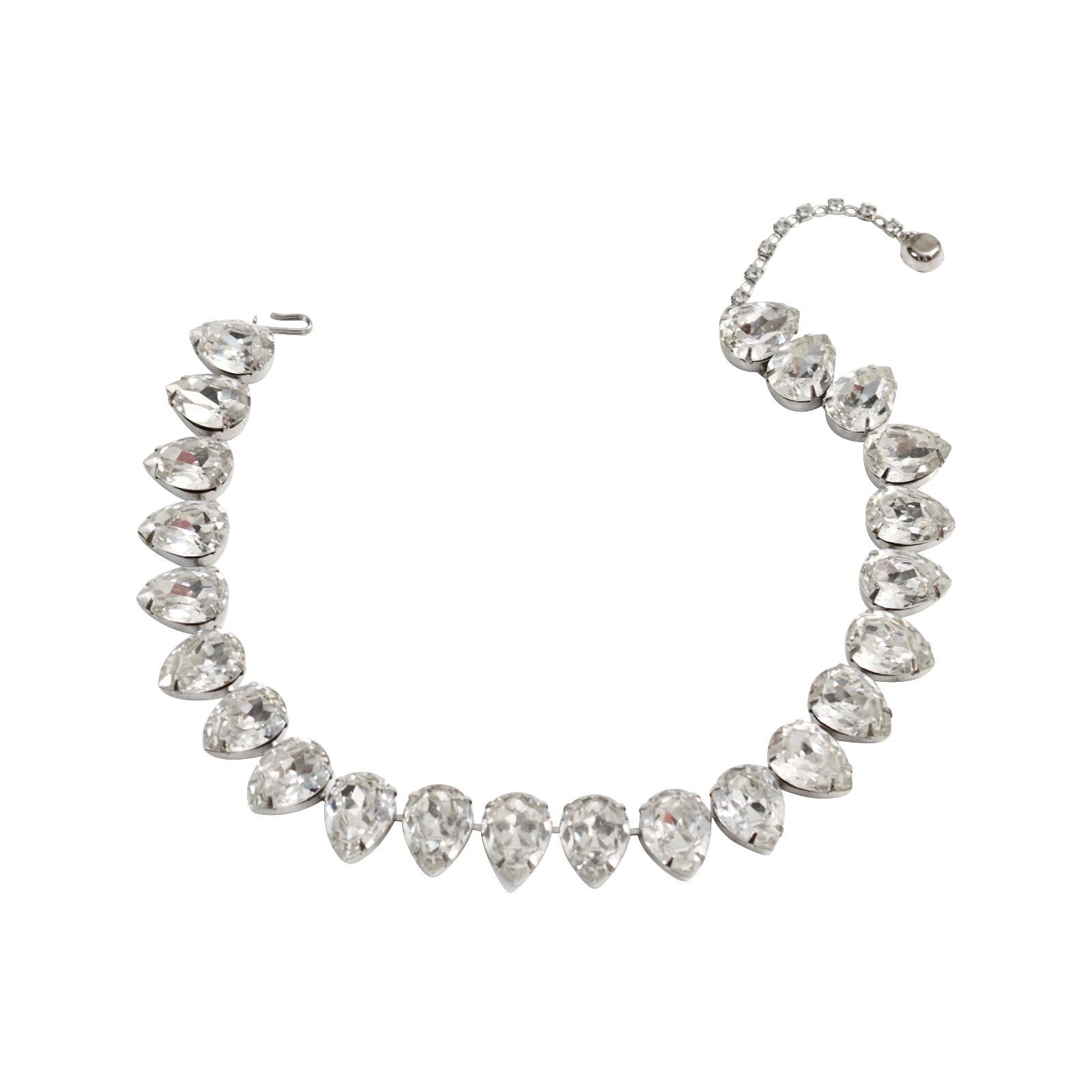 Vintage Rhinestone Diamante Pear Shape Choker Circa 1980s For Sale 4