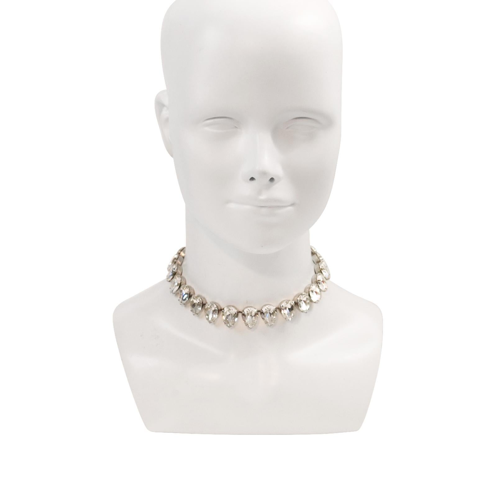 Vintage Rhinestone Diamante Pear Shape Choker Circa 1980s For Sale 1