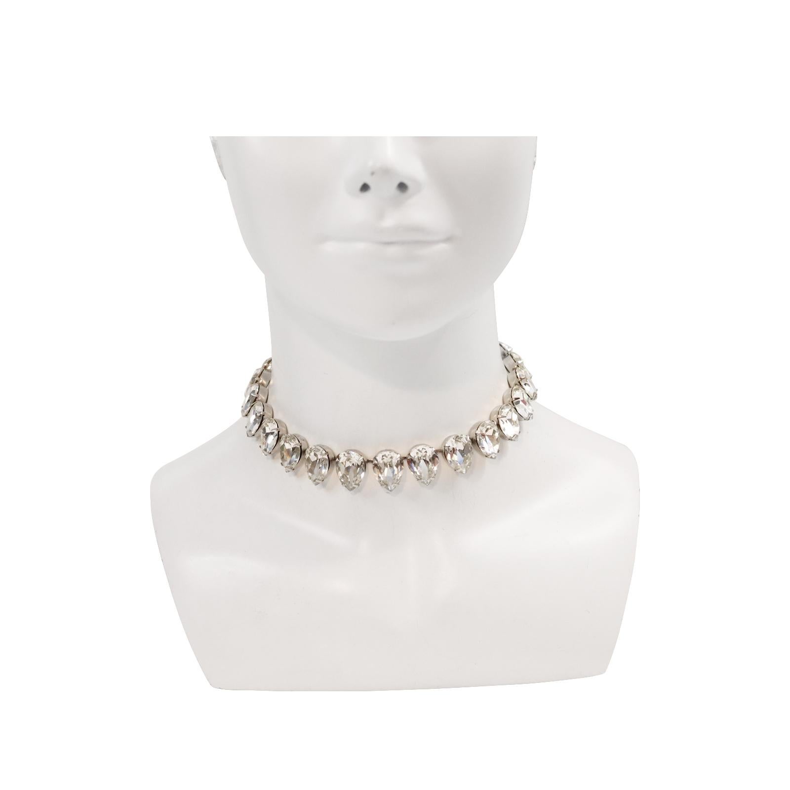 Vintage Rhinestone Diamante Pear Shape Choker Circa 1980s For Sale 2