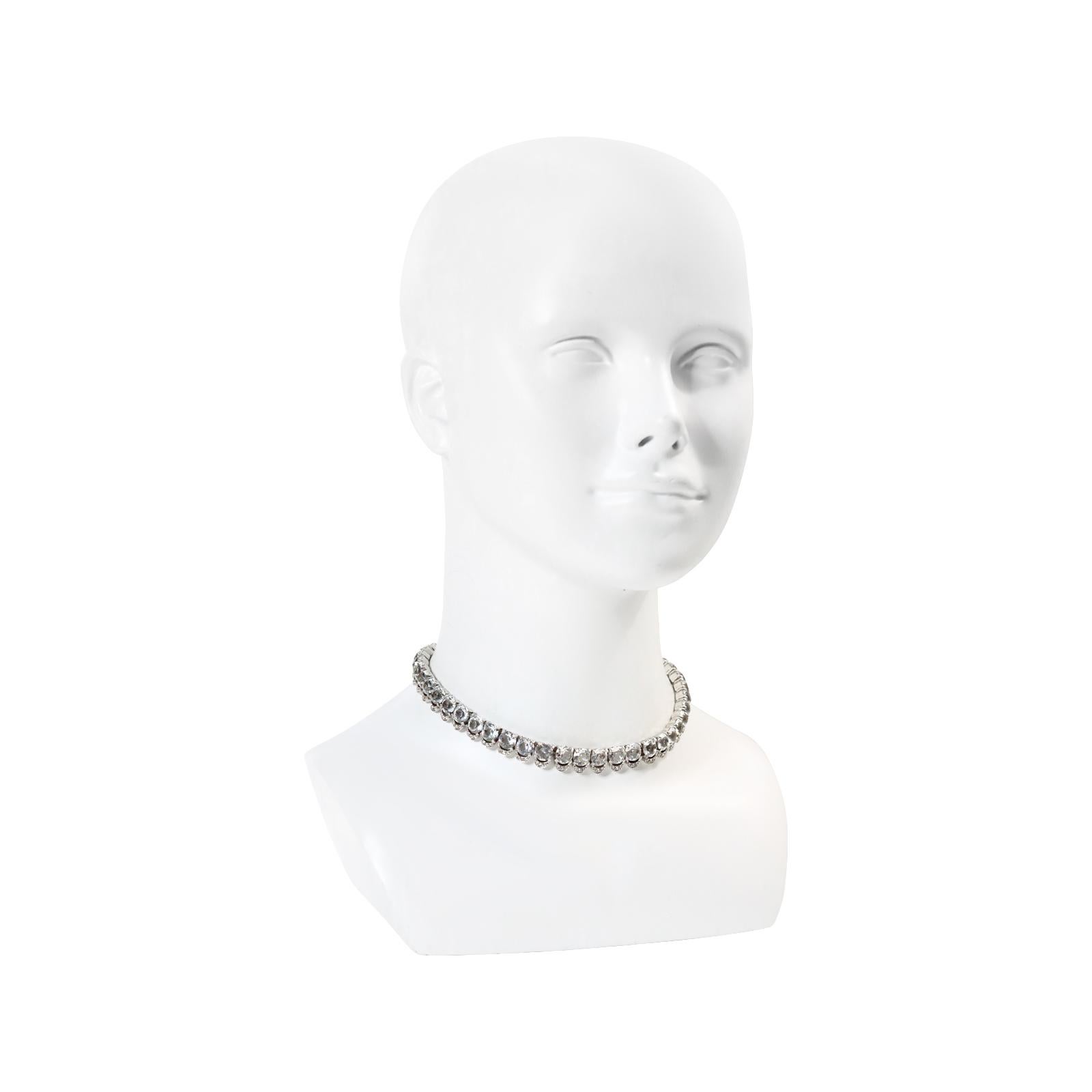 Vintage Diamante Round Shape With Pave Choker Necklace Circa 1980s For Sale 3