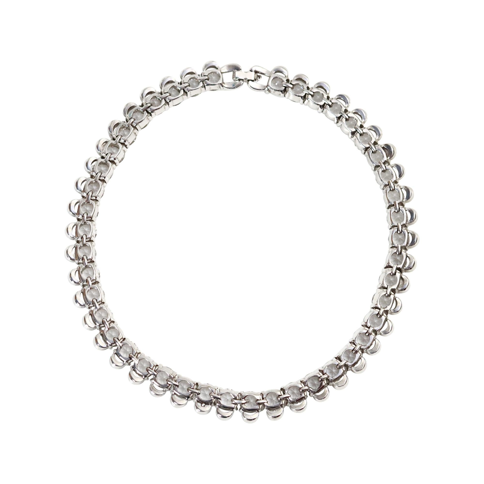 Collar Gargantilla Vintage Diamante Forma Redonda Con Pave Circa 1980s en venta 7