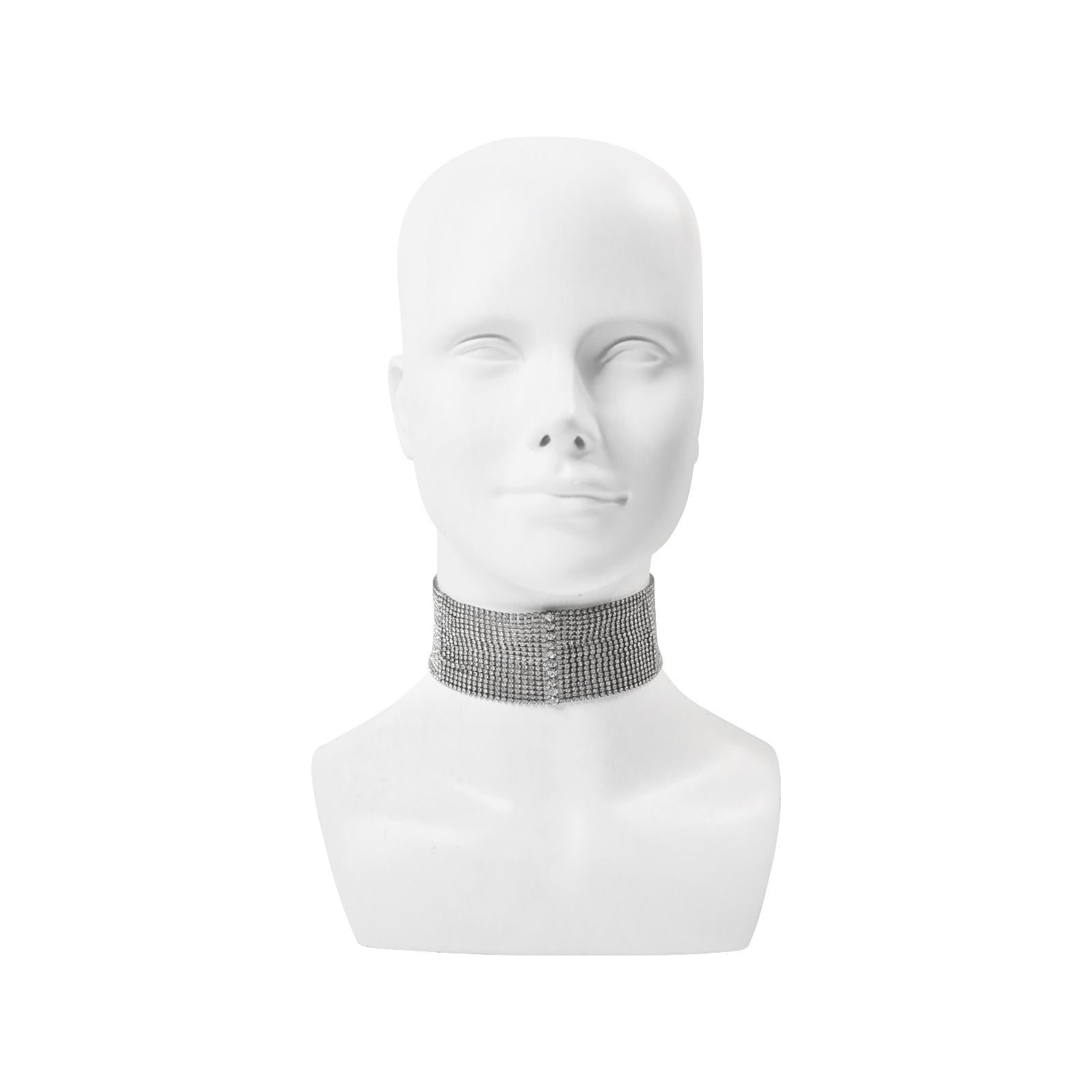 Breites Vintage-Diamant-Choker Circa 1970er Jahre im Zustand „Gut“ in New York, NY