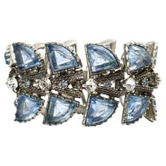 Vintage Diamate Blue Glass Japanned Bracelet, circa 1980s