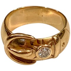 Vintage Diamond 14 Karat Gold Buckle Ring