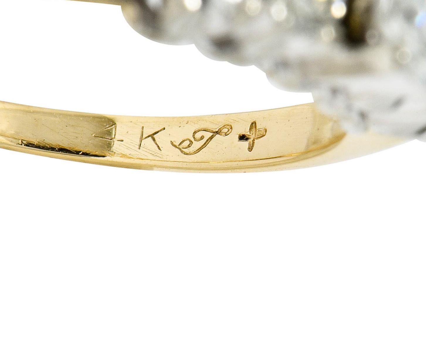 Vintage Diamond 14 Karat Gold Platinum Five-Stone Engagement Ring 2