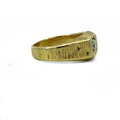 Vintage Artisan Men's Gold Diamond Ring: .45 Carat Diamond, Sizable 10.5