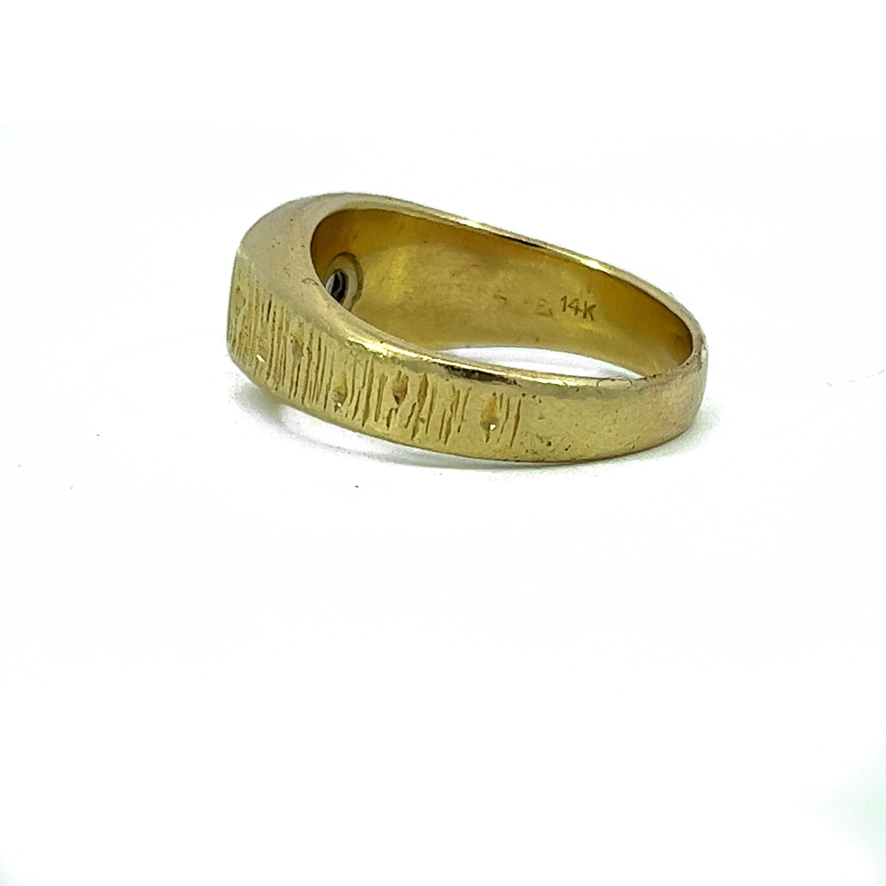 Artisan Bague artisanale vintage en or pour homme : diamant de 0,45 carat, taille 10,5 en vente