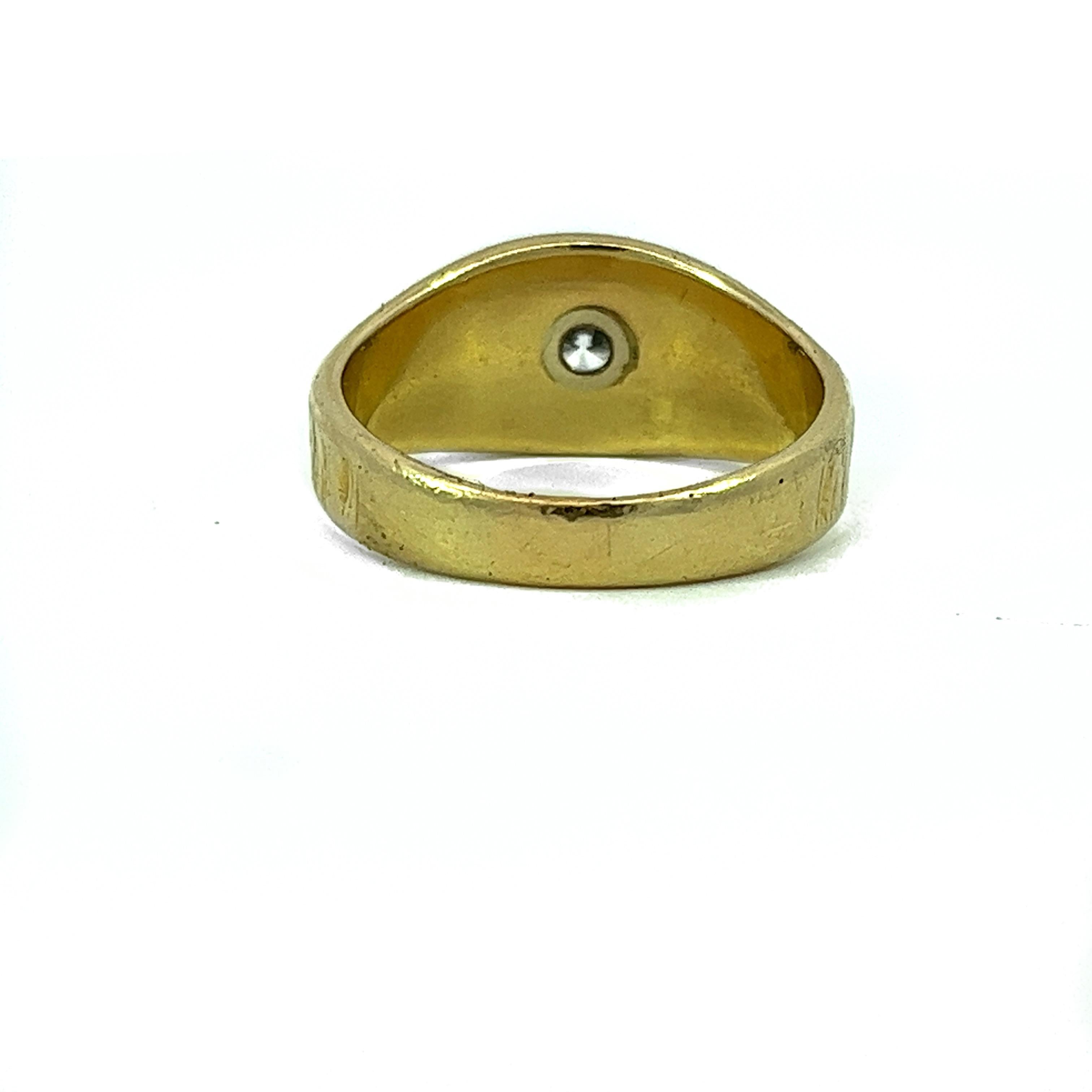 Brilliant Cut Vintage Artisan Men's Gold Diamond Ring: .45 Carat Diamond, Sizable 10.5 For Sale