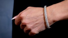 Bracelet à charnière en or 14k et diamant Vintage