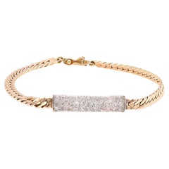 Retro Diamond 14k Gold ID Bracelet