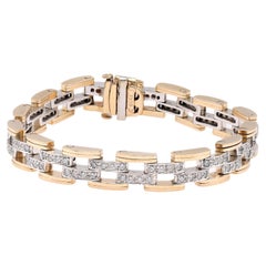 Retro Diamond 14k Gold Link Bracelet