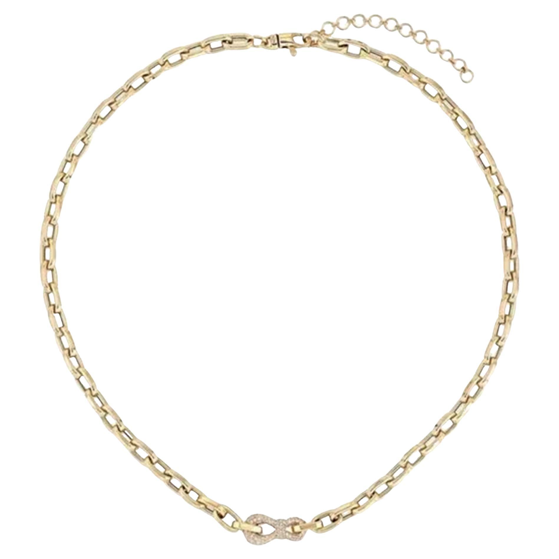 Collar vintage de eslabones con diamante natural de 0,5 ct y oro amarillo de 14K