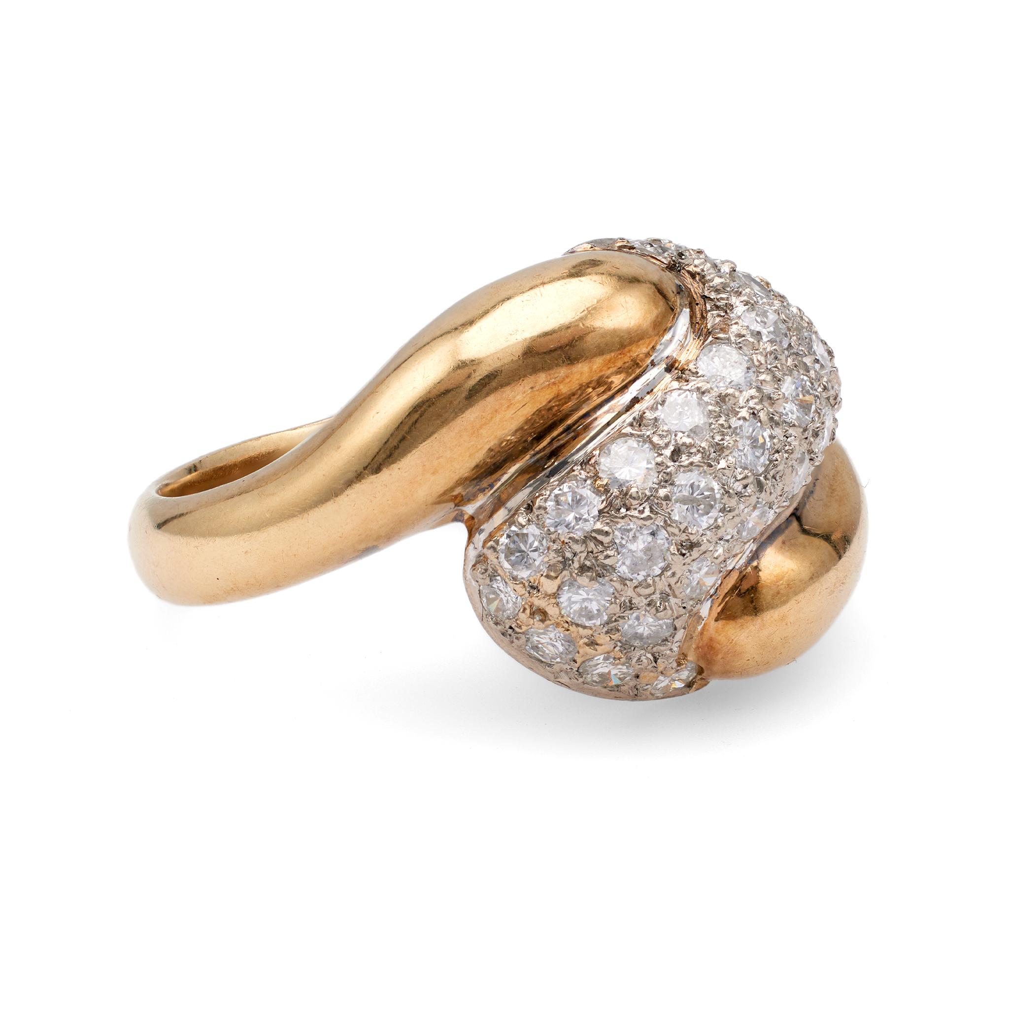 Vintage Diamant 14k Zwei-Ton-Gold-Ring im Zustand „Gut“ im Angebot in Beverly Hills, CA