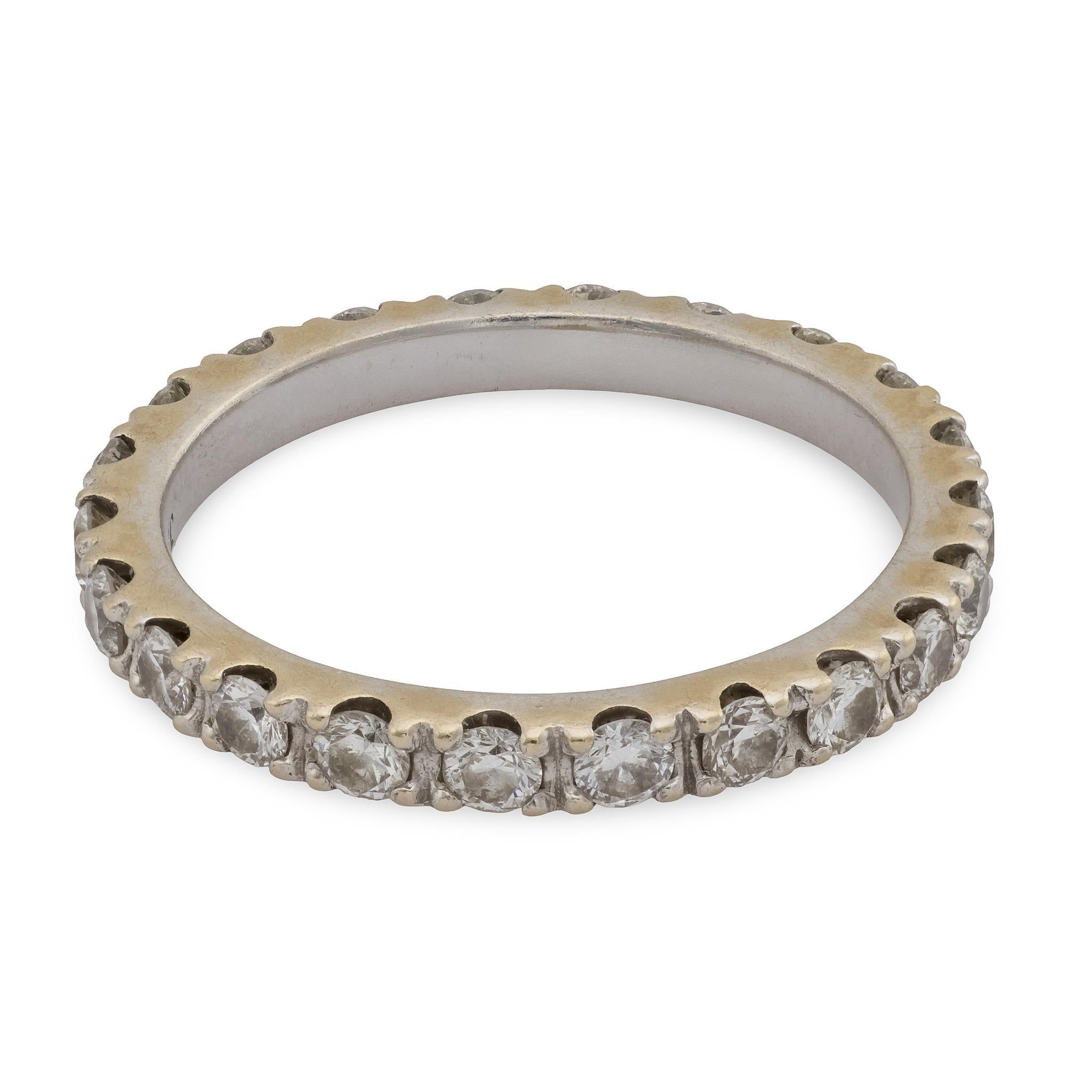 Contemporary Vintage diamond 14k white gold eternity band For Sale