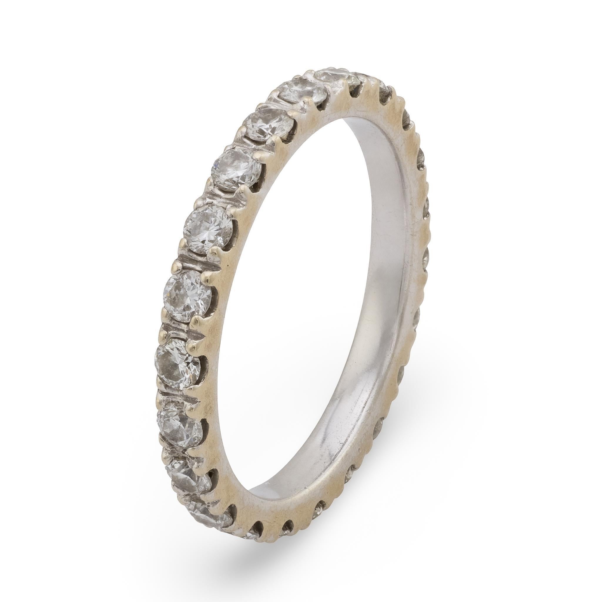 Vintage diamond 14k white gold eternity band