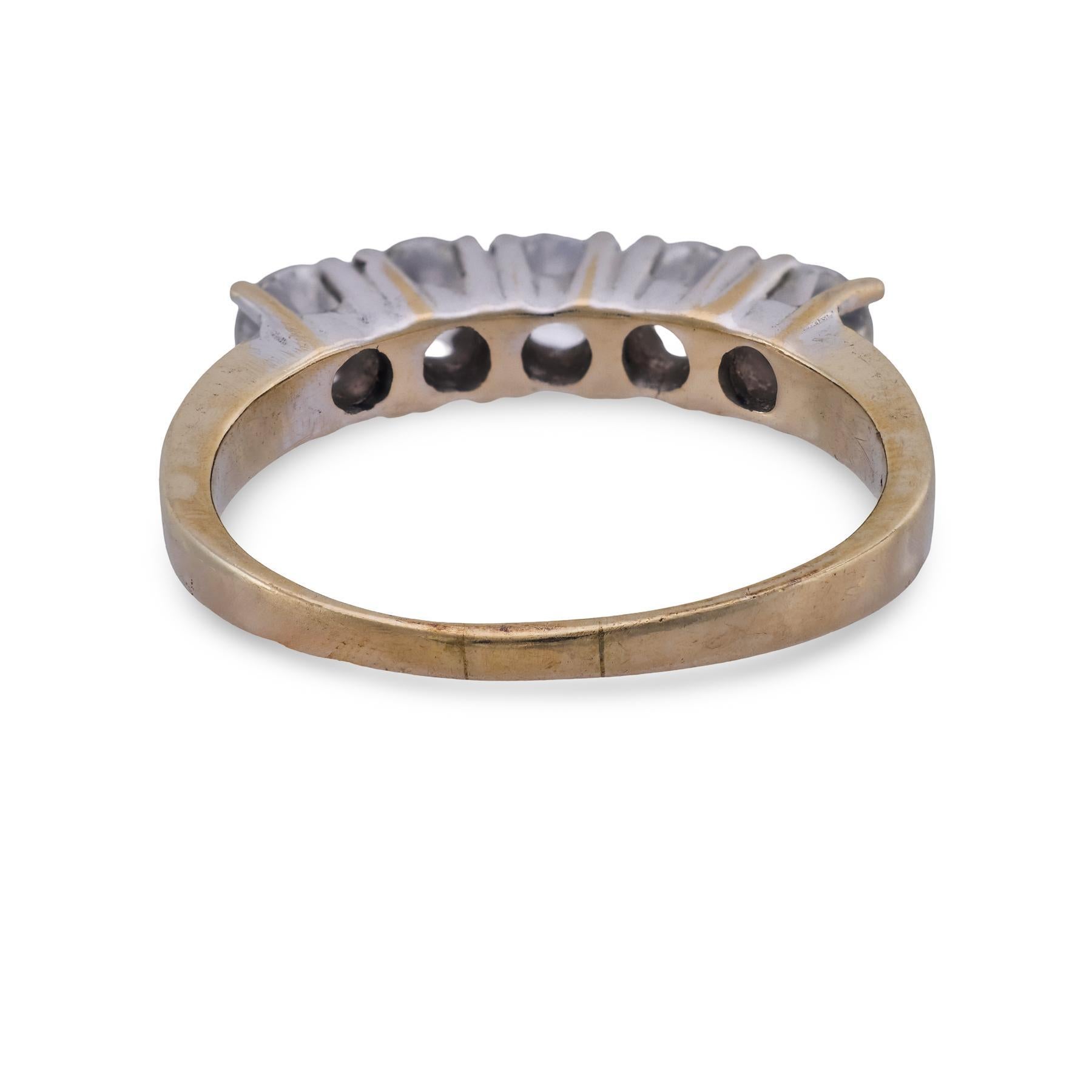 Donna Fede d'epoca con diamante in oro bianco 14 carati e cinque pietre in vendita