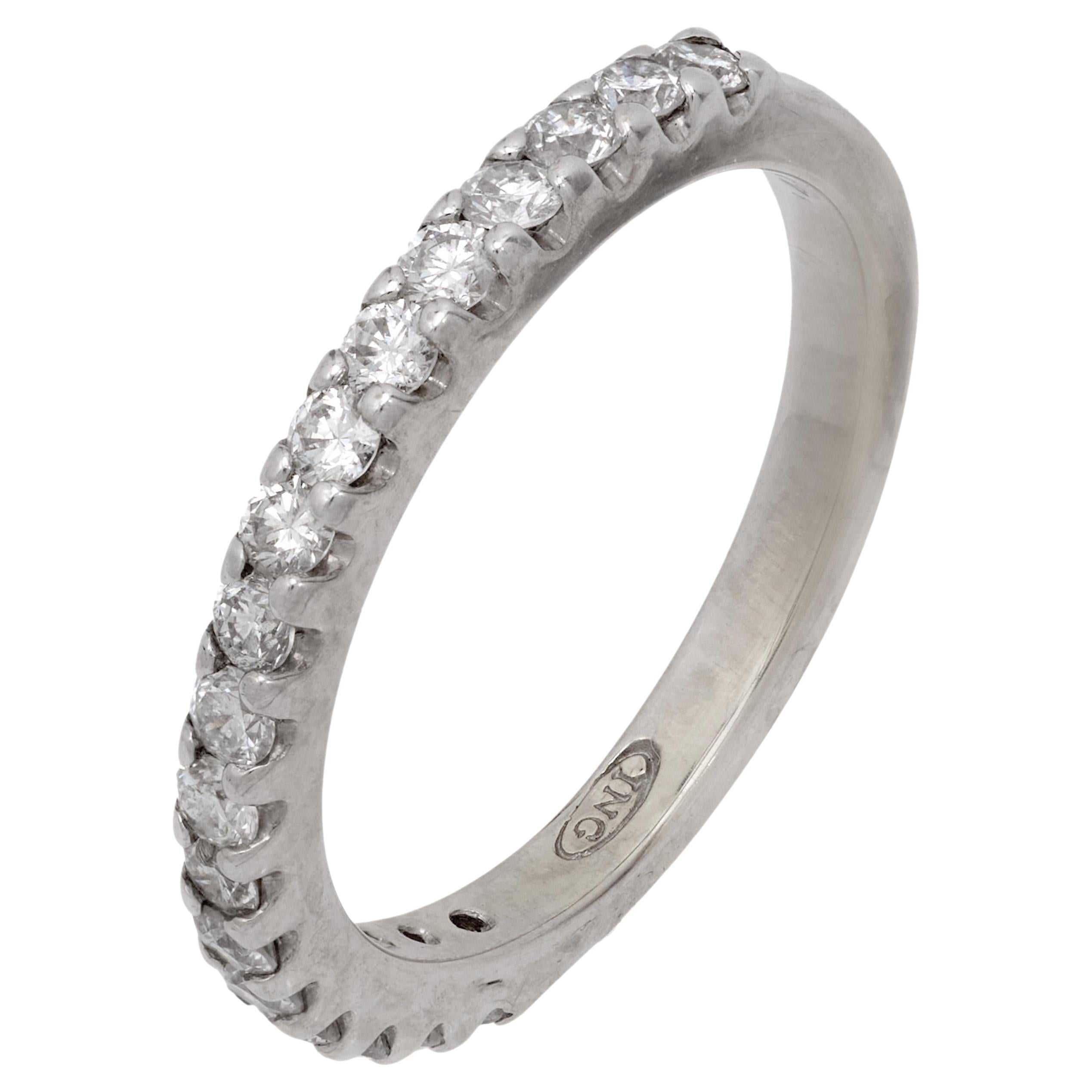 Fascia a mezza eternità in oro bianco 14k con diamante vintage in vendita