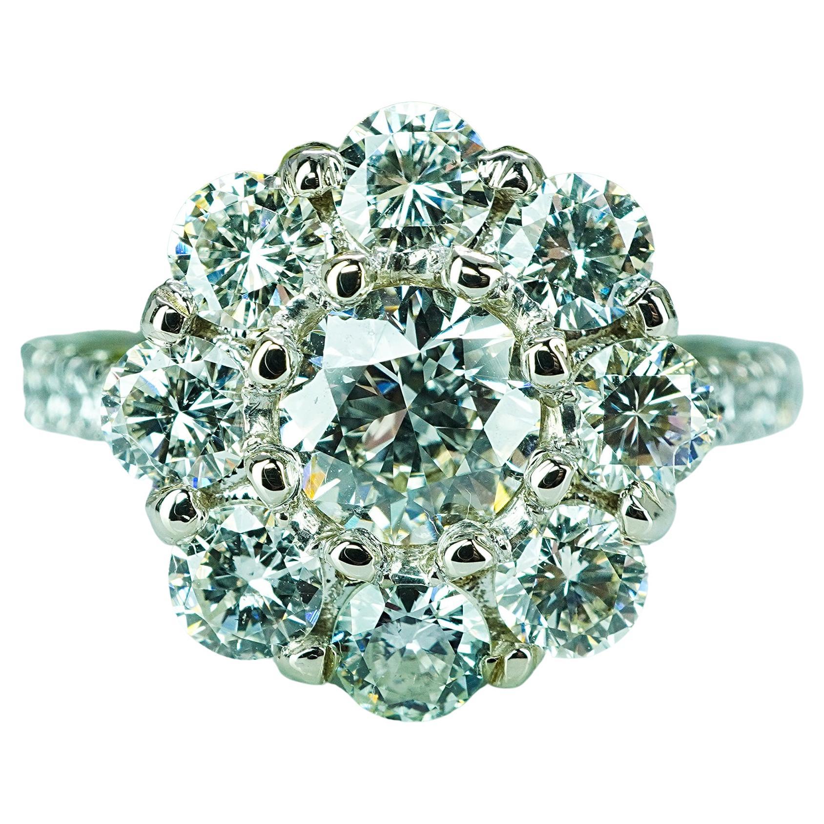 Vintage Diamond 14K White Gold Halo Cocktail Ring Estate Certified Appraisal