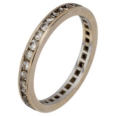 Alliance vintage en or blanc 14 carats avec diamants