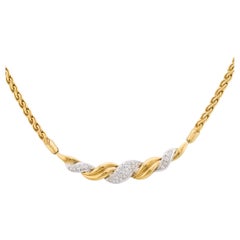 Vintage Diamant 14k Gelb- und Weißgold Halskette