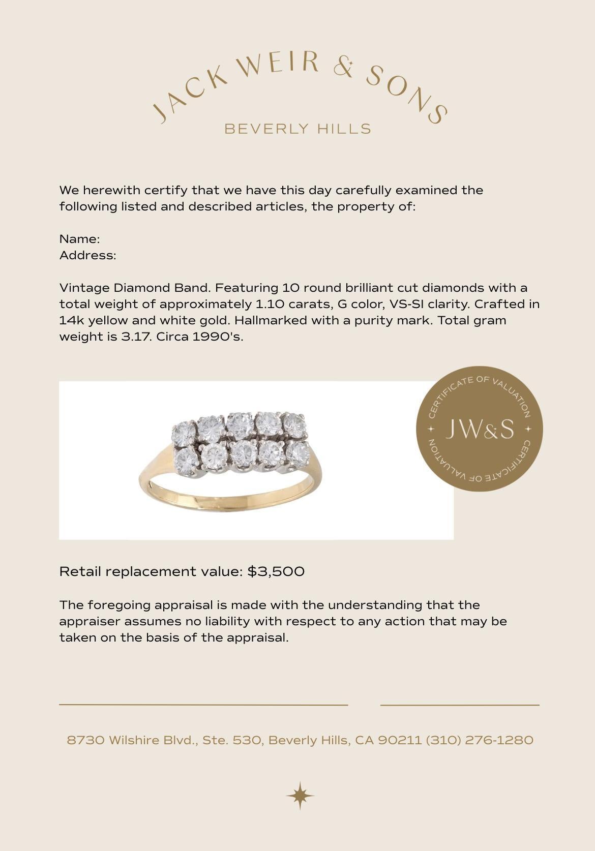 Women's Vintage diamond 14k yellow and white gold two row ring For Sale