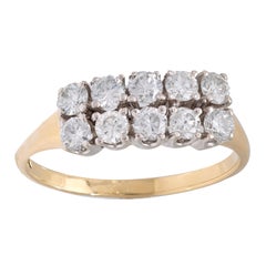 Vintage diamond 14k yellow and white gold two row ring
