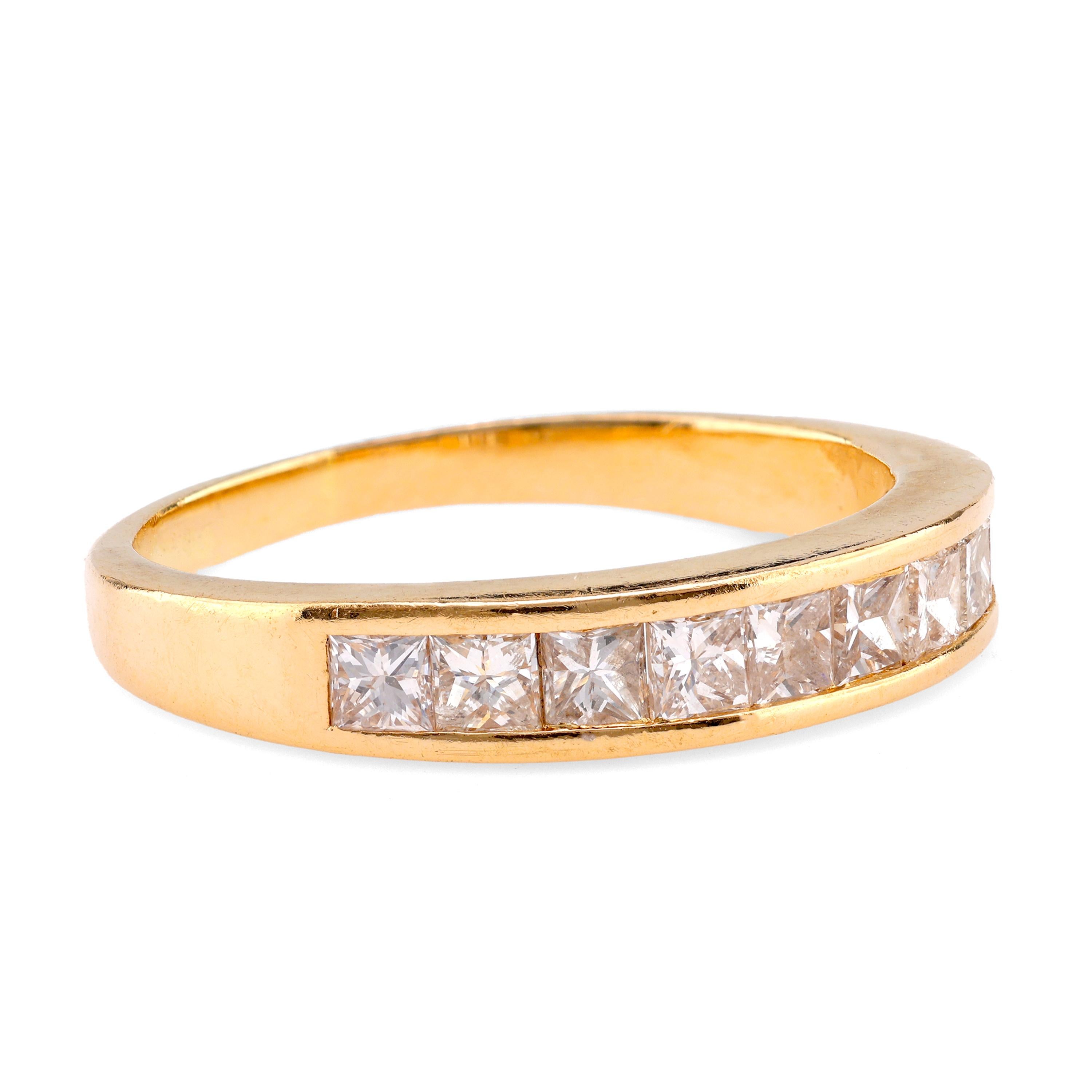 Diamantring aus 14 Karat Gelbgold mit Vintage-Diamant (Carréschliff)