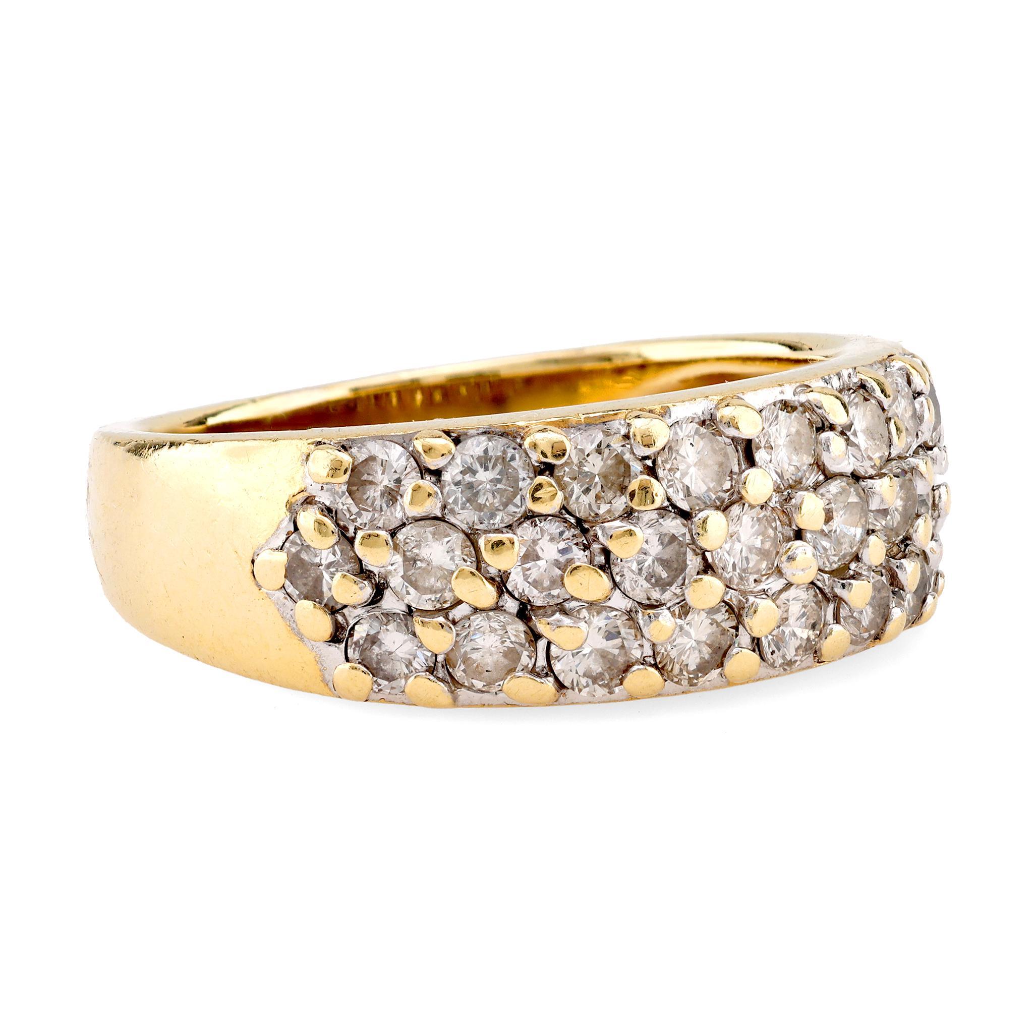 Brilliant Cut Vintage Diamond 14K Yellow Gold Band For Sale
