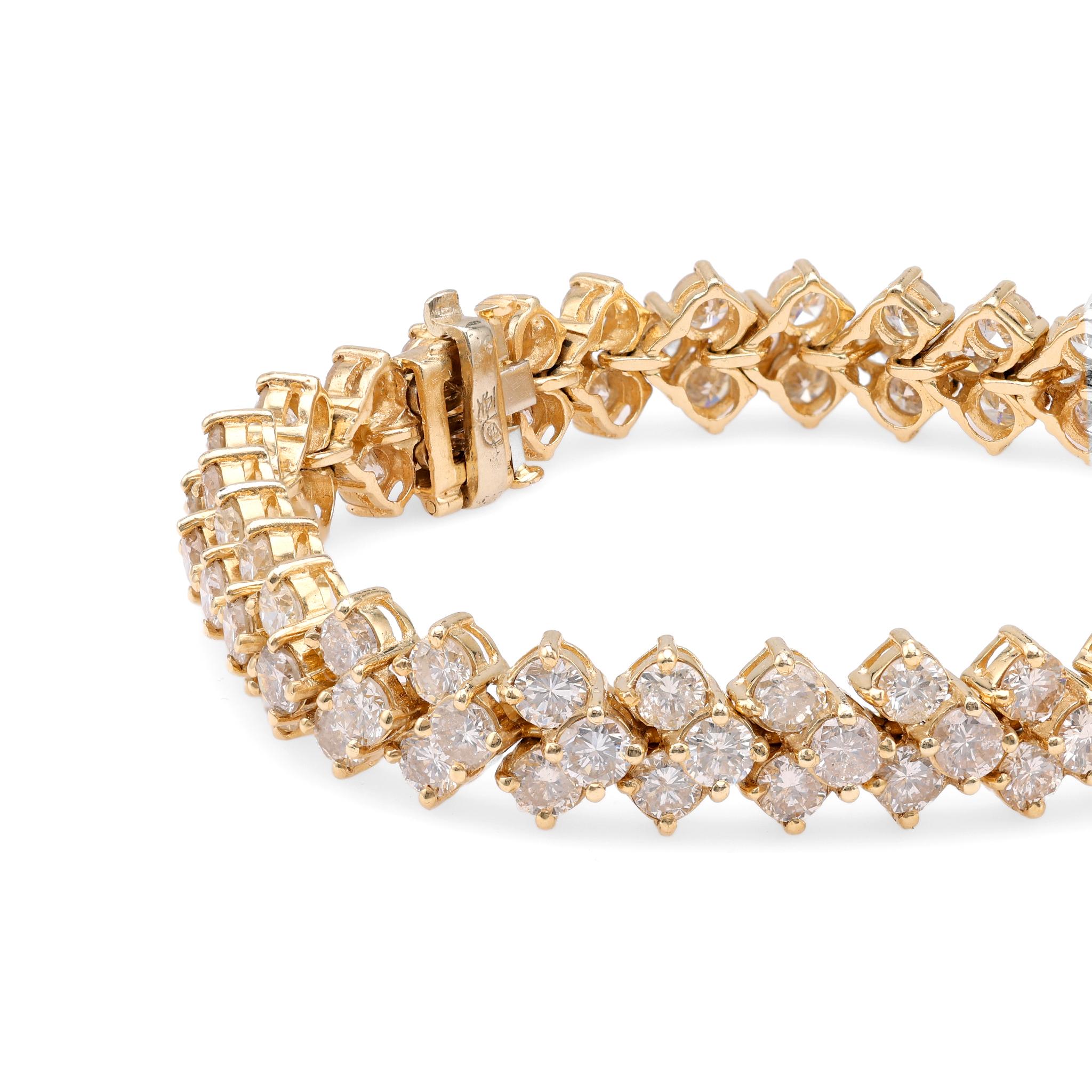 Vintage Diamond 14k Yellow Gold Bracelet In Good Condition For Sale In Beverly Hills, CA