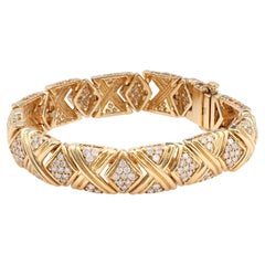 Bracelet vintage en or jaune 14 carats avec diamants