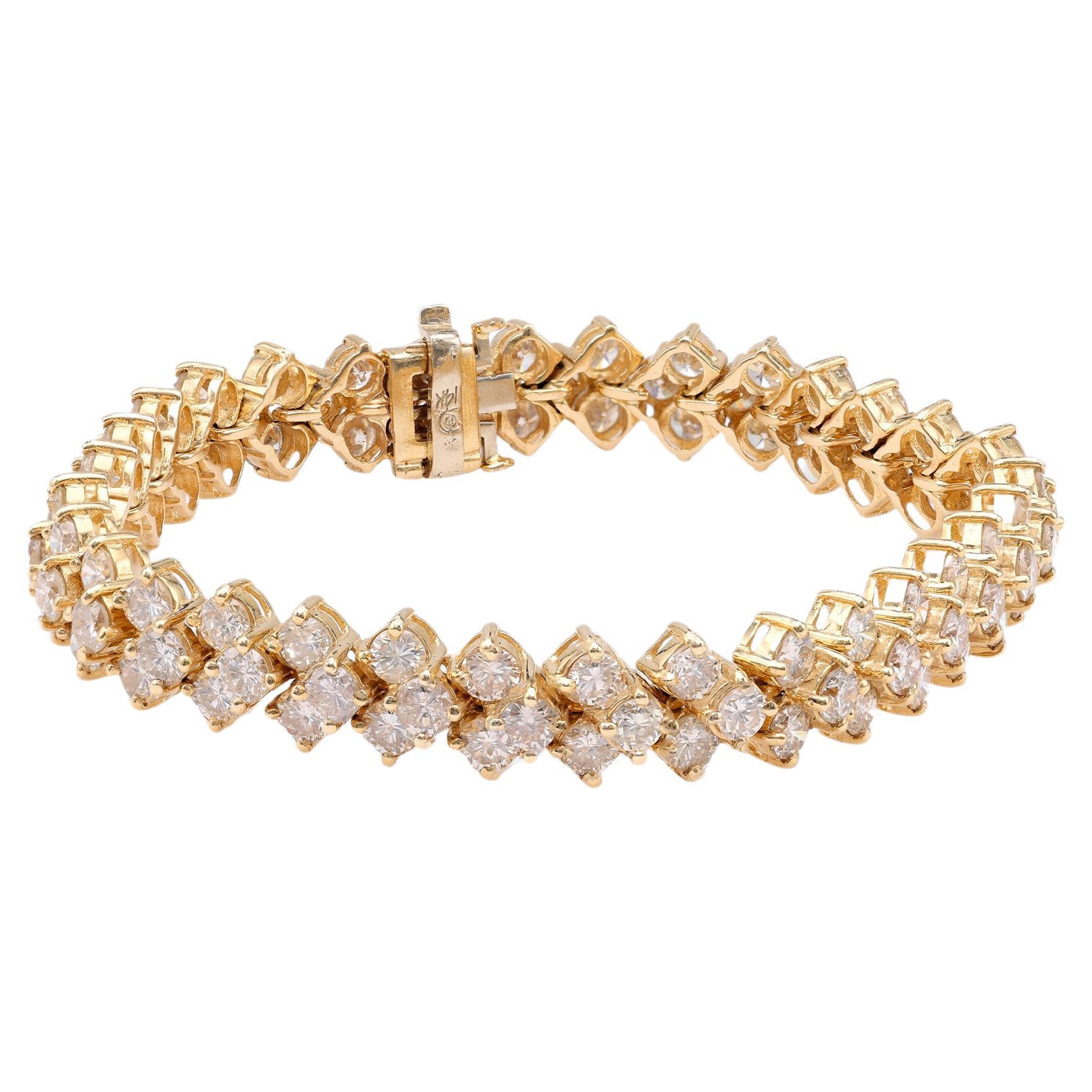 Vintage Diamond 14k Yellow Gold Bracelet For Sale