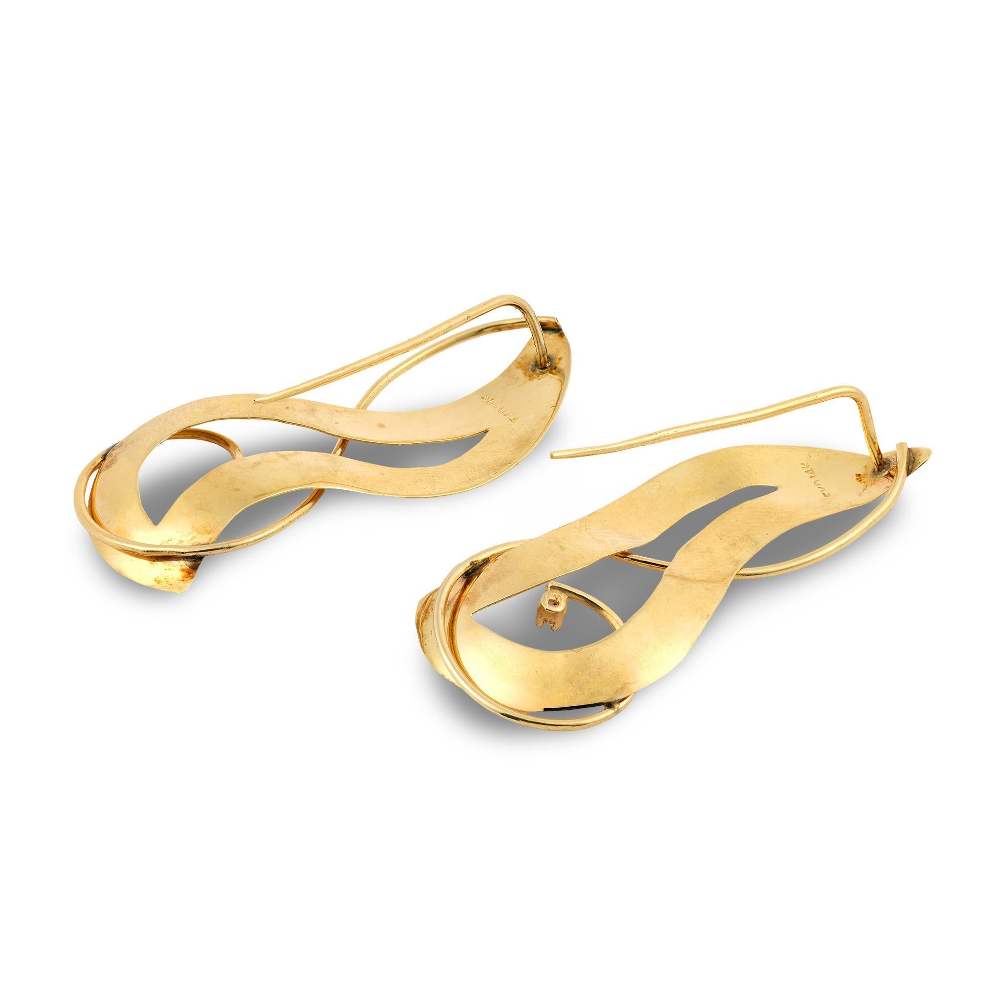 Vintage Diamant 14k Gelbgold Ohrringe Damen im Angebot