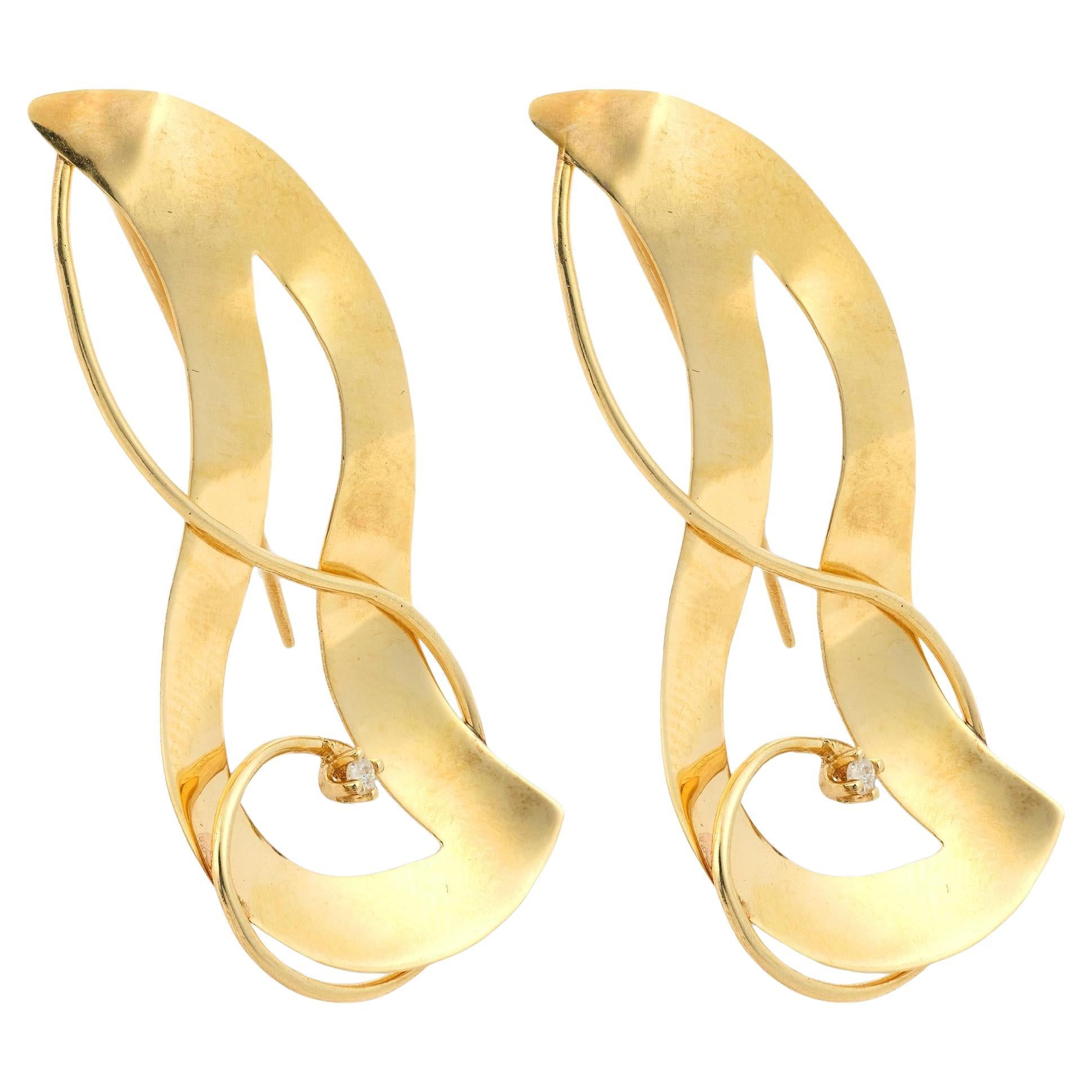 Vintage diamond 14k yellow gold earrings