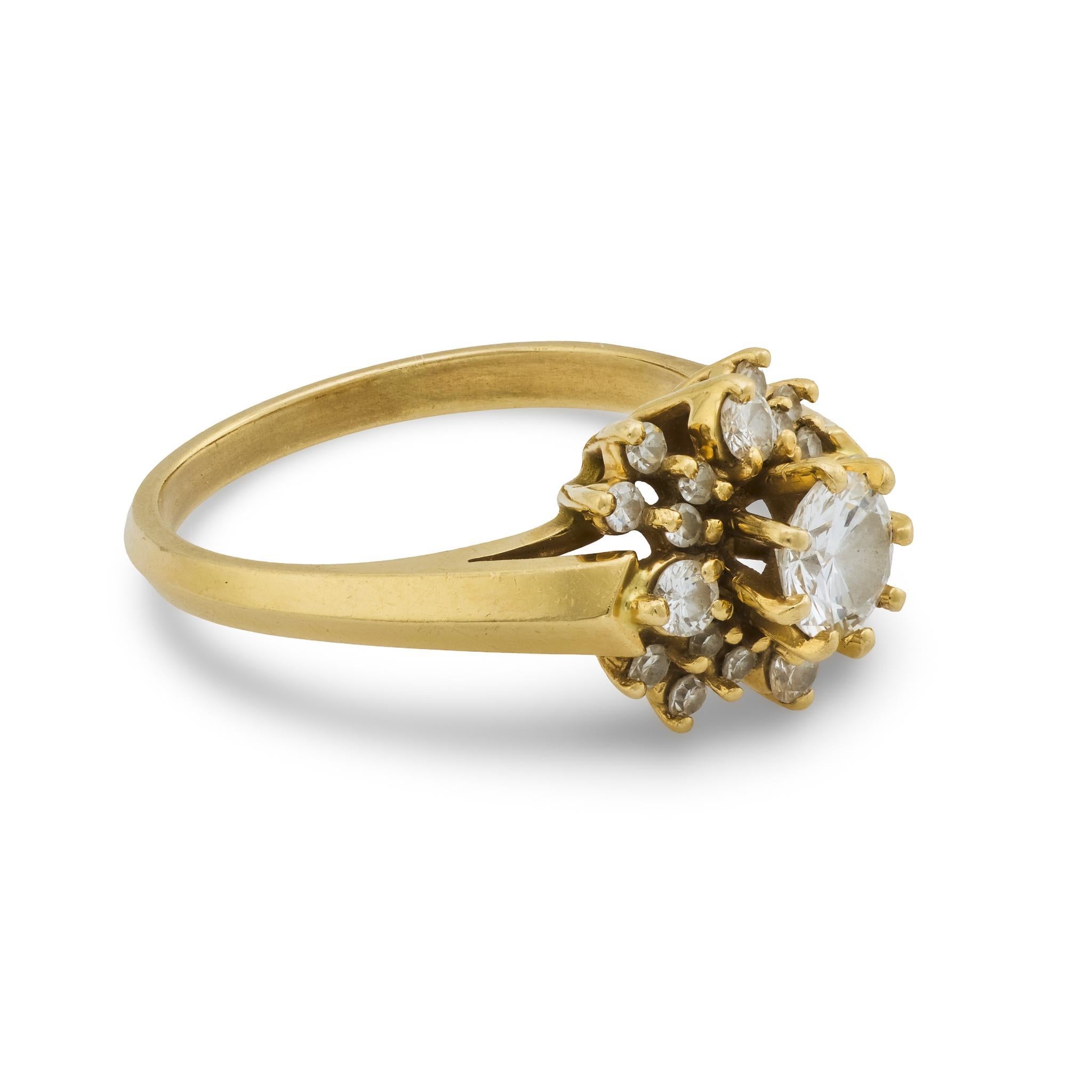 Bague vintage en or jaune 14k sertie de diamants Bon état - En vente à Beverly Hills, CA