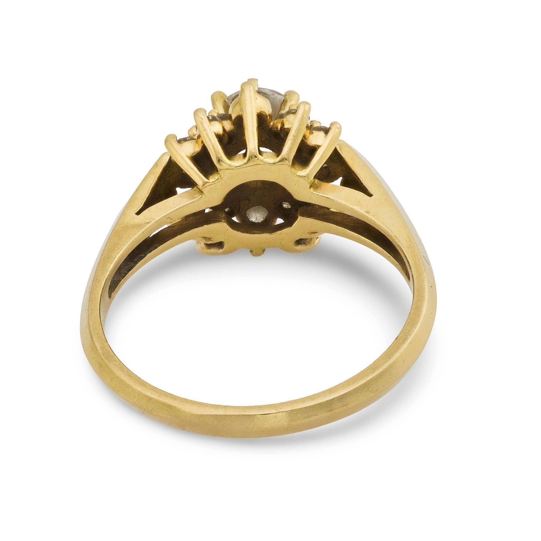 Bague vintage en or jaune 14k sertie de diamants en vente 1