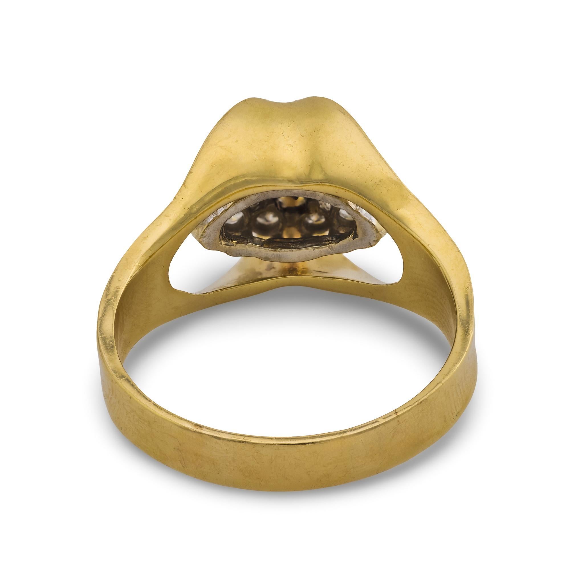 Bague vintage en or jaune 14k sertie de diamants en vente 1