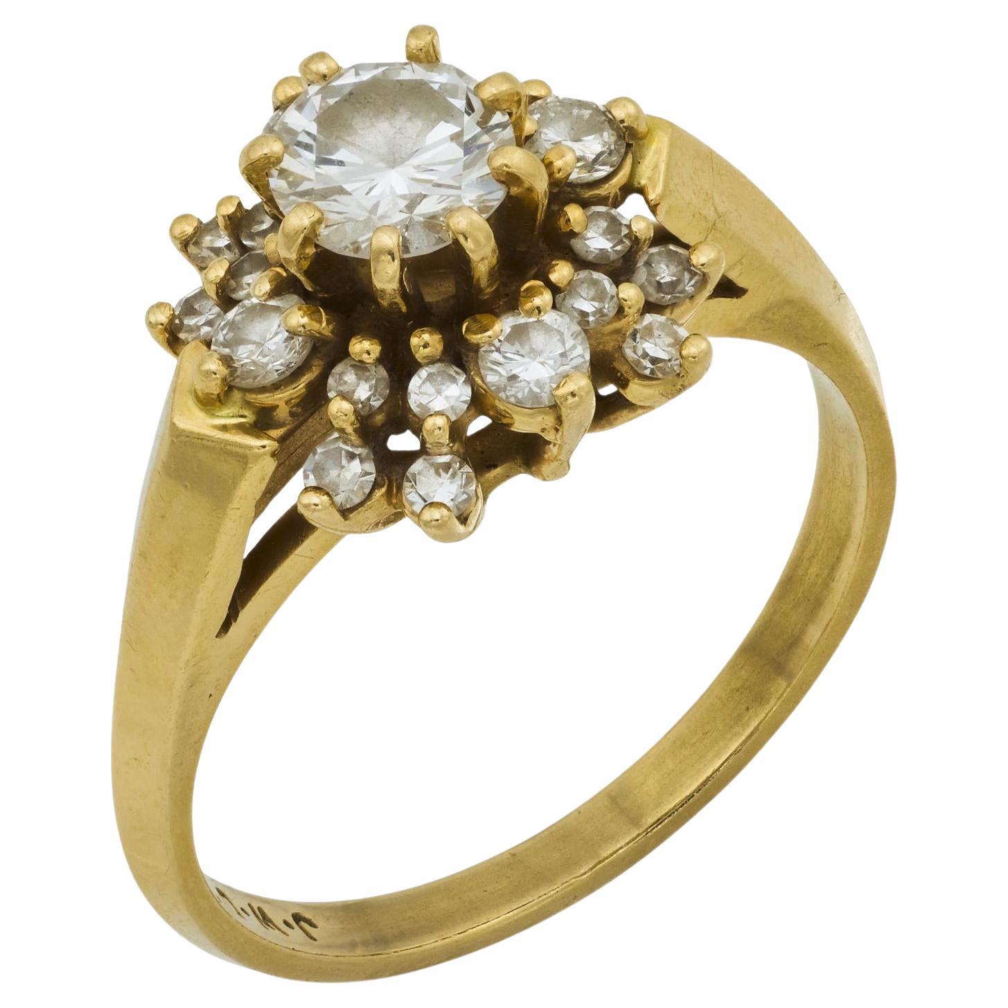 Bague vintage en or jaune 14k sertie de diamants