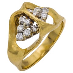 Bague vintage en or jaune 14k sertie de diamants
