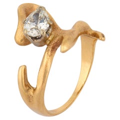 Anello vintage con diamante in oro giallo 14k