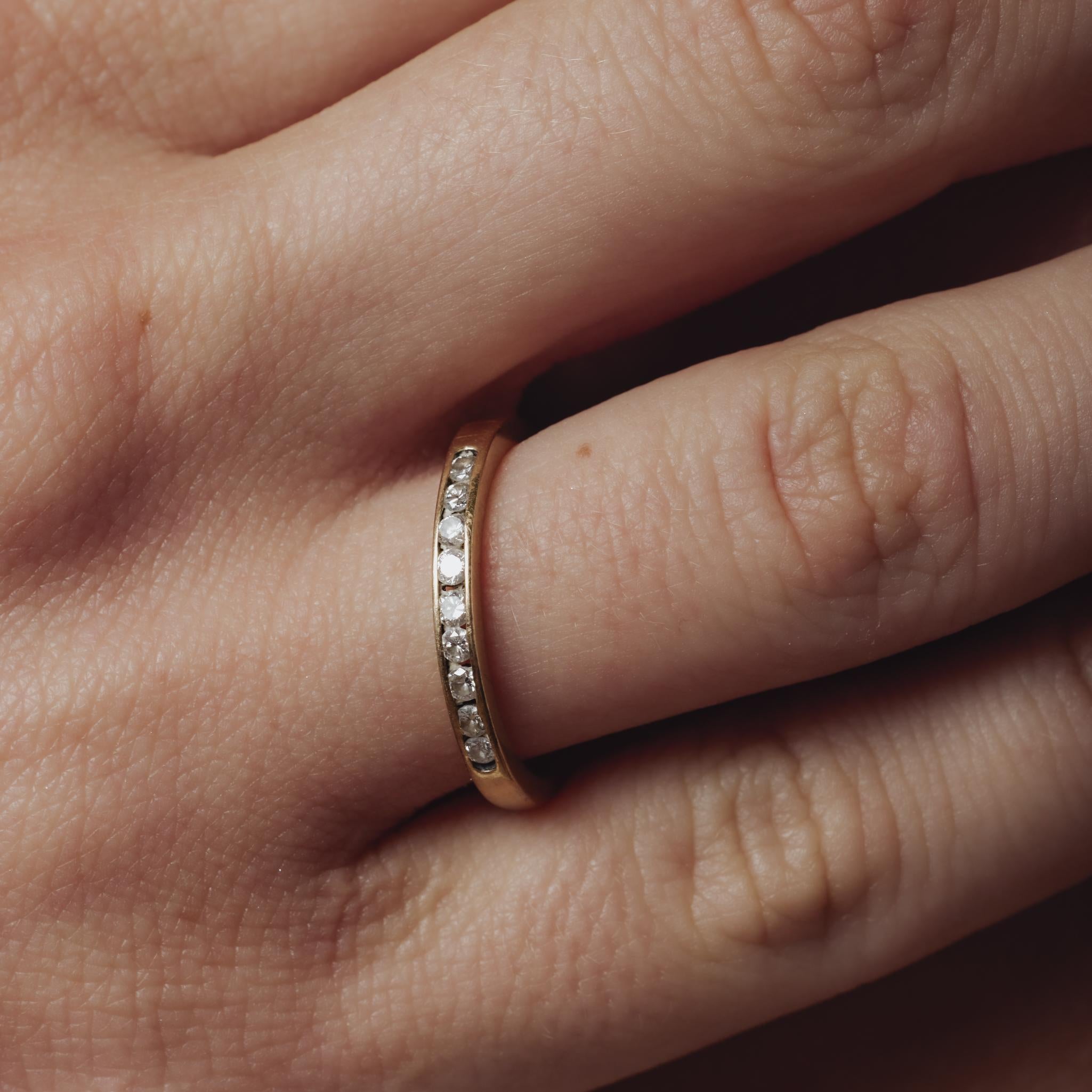 Alliance vintage en or jaune 14 carats avec diamants Pour femmes en vente