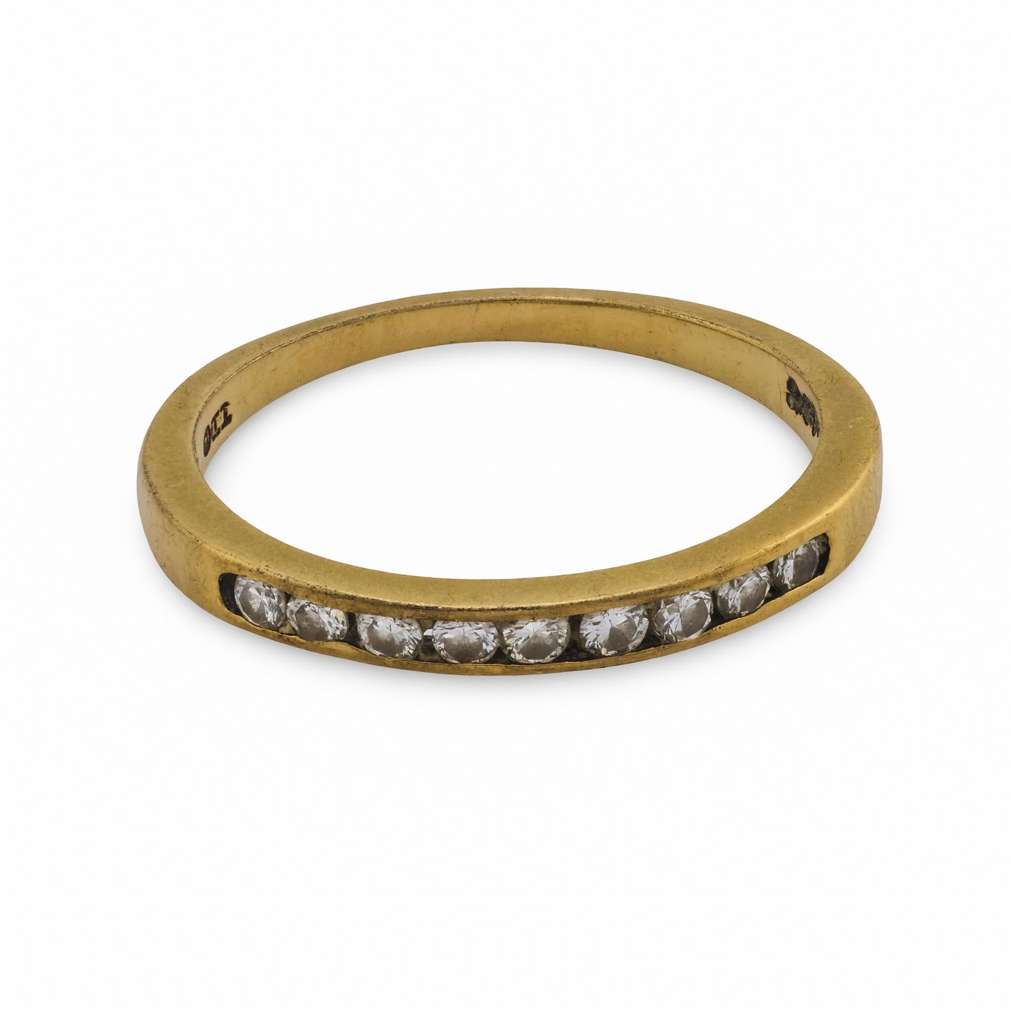 Alliance vintage en or jaune 14 carats avec diamants en vente 1