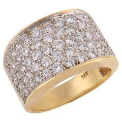 Vintage diamond 14k yellow gold wide band ring