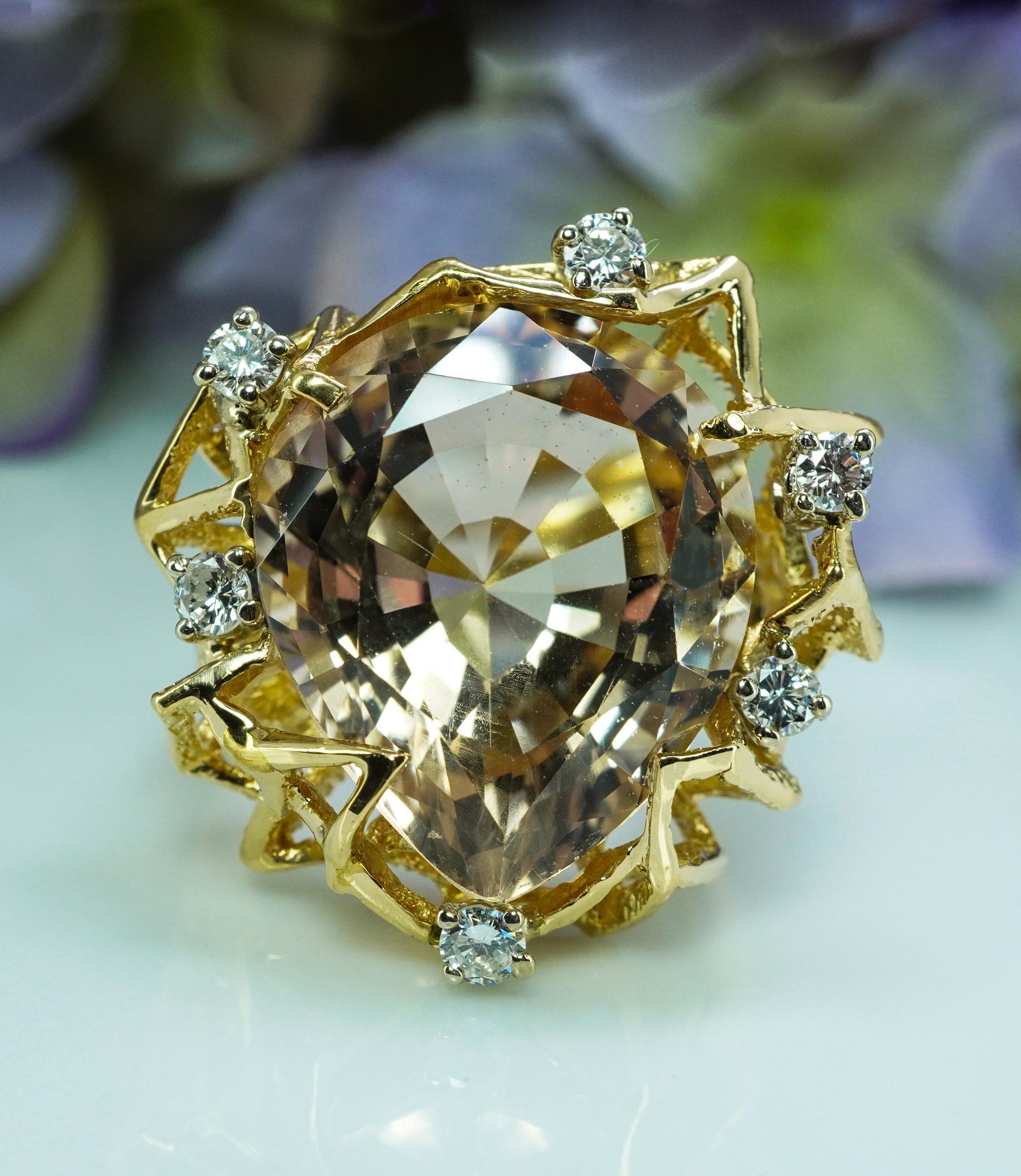  Vintage Diamond 16ct Precious Topaz Ring 18K Gold Estate Large Heavy GIA Appraisal

What a great ring. It has it all, a sparkling Precious Topaz and fiery diamonds set in a beautiful mounting. It is a fine piece of estate jewelry crafted in