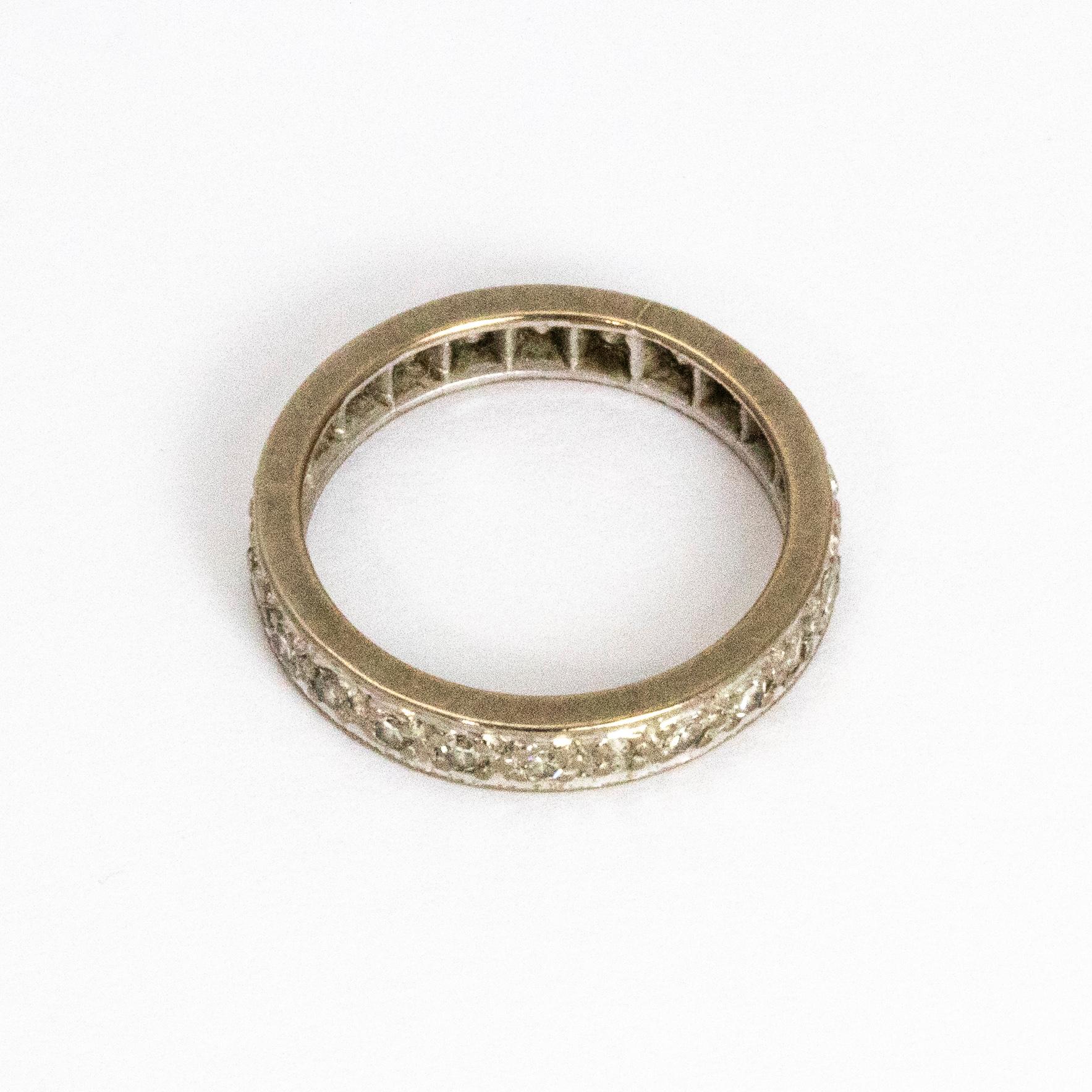 Vintage Diamond 18 Carat White Gold Eternity Band In Good Condition For Sale In Chipping Campden, GB