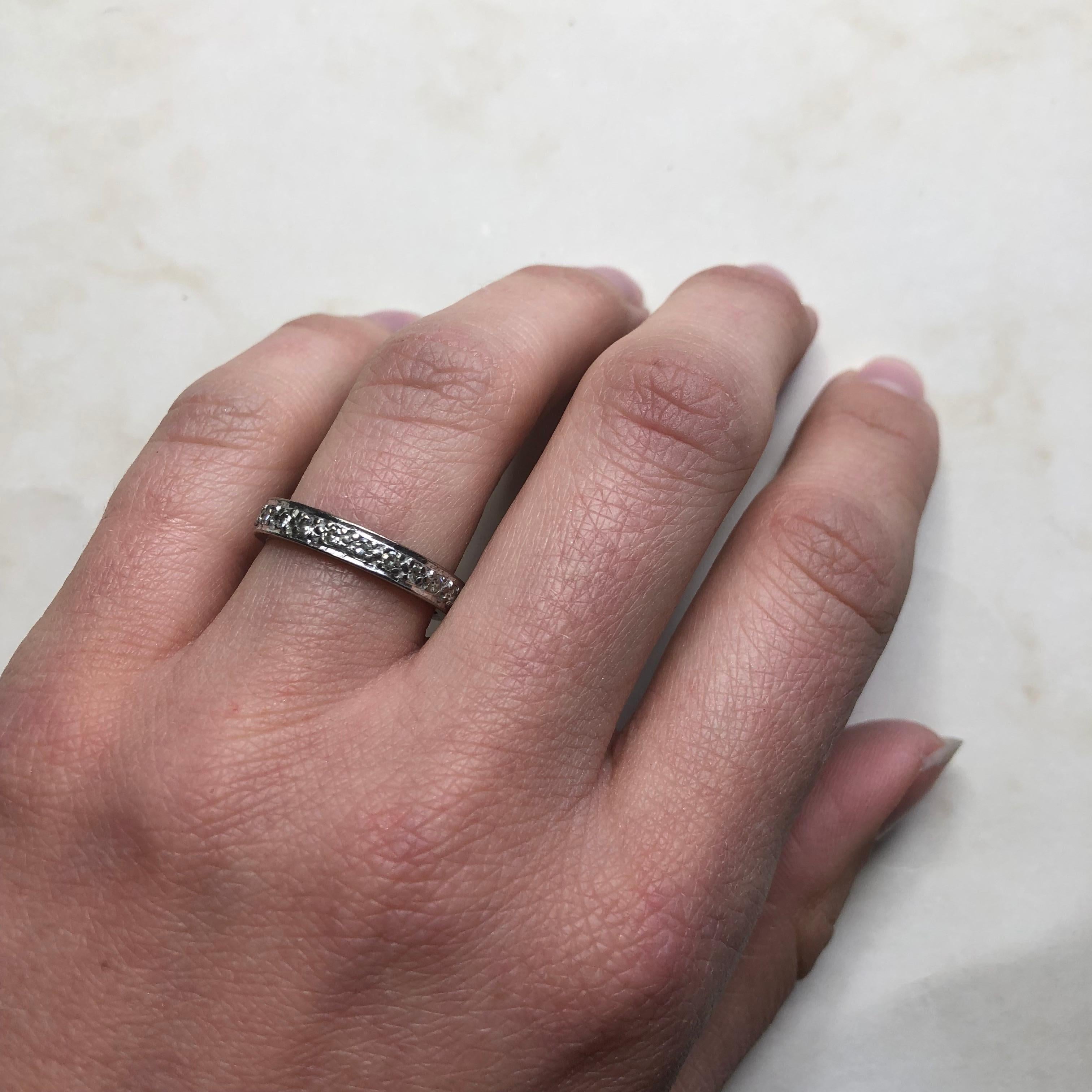 Women's or Men's Vintage Diamond 18 Carat White Gold Eternity Band For Sale
