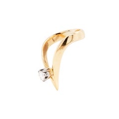 Vintage Diamond 18 Carat Yellow and White Gold Chevron/Wishbone Ring