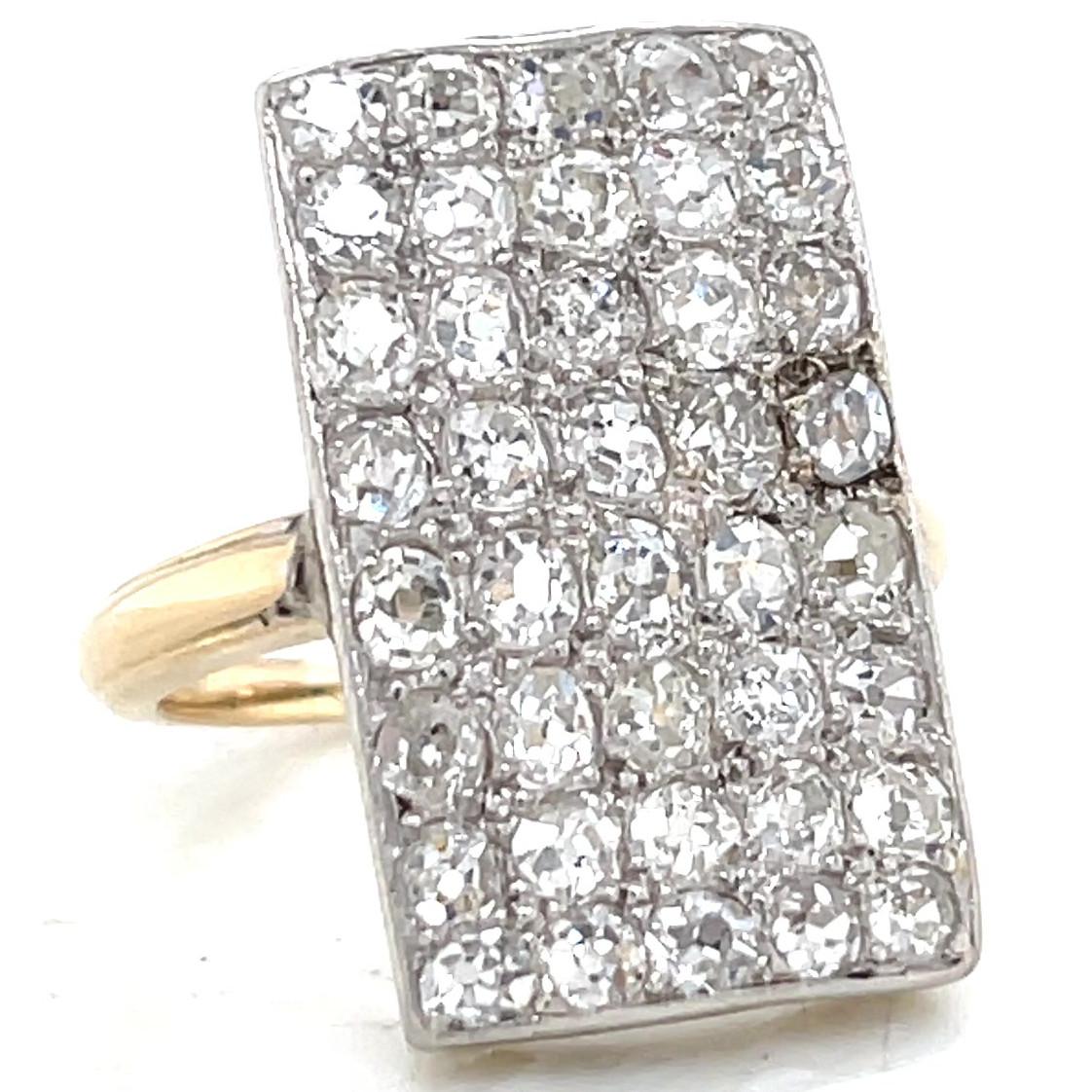 Art Deco Vintage Diamond 18 Karat Gold Cluster Ring