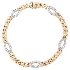 Vintage Diamond & 18 Karat Gold Curb Link Chain Bracelet by Tiffany & Co.